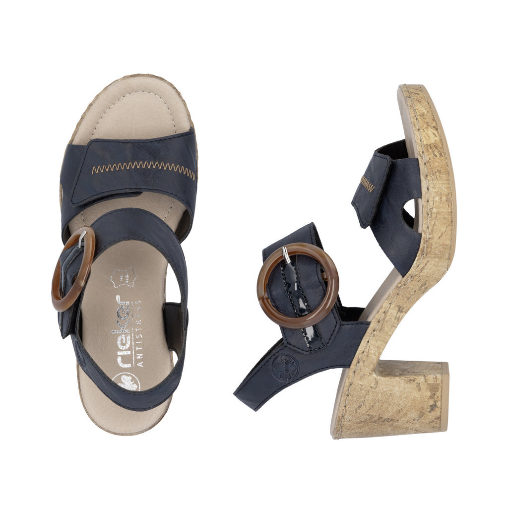 Blue Hook & Loop Sandals for Women | Rieker 66876-14