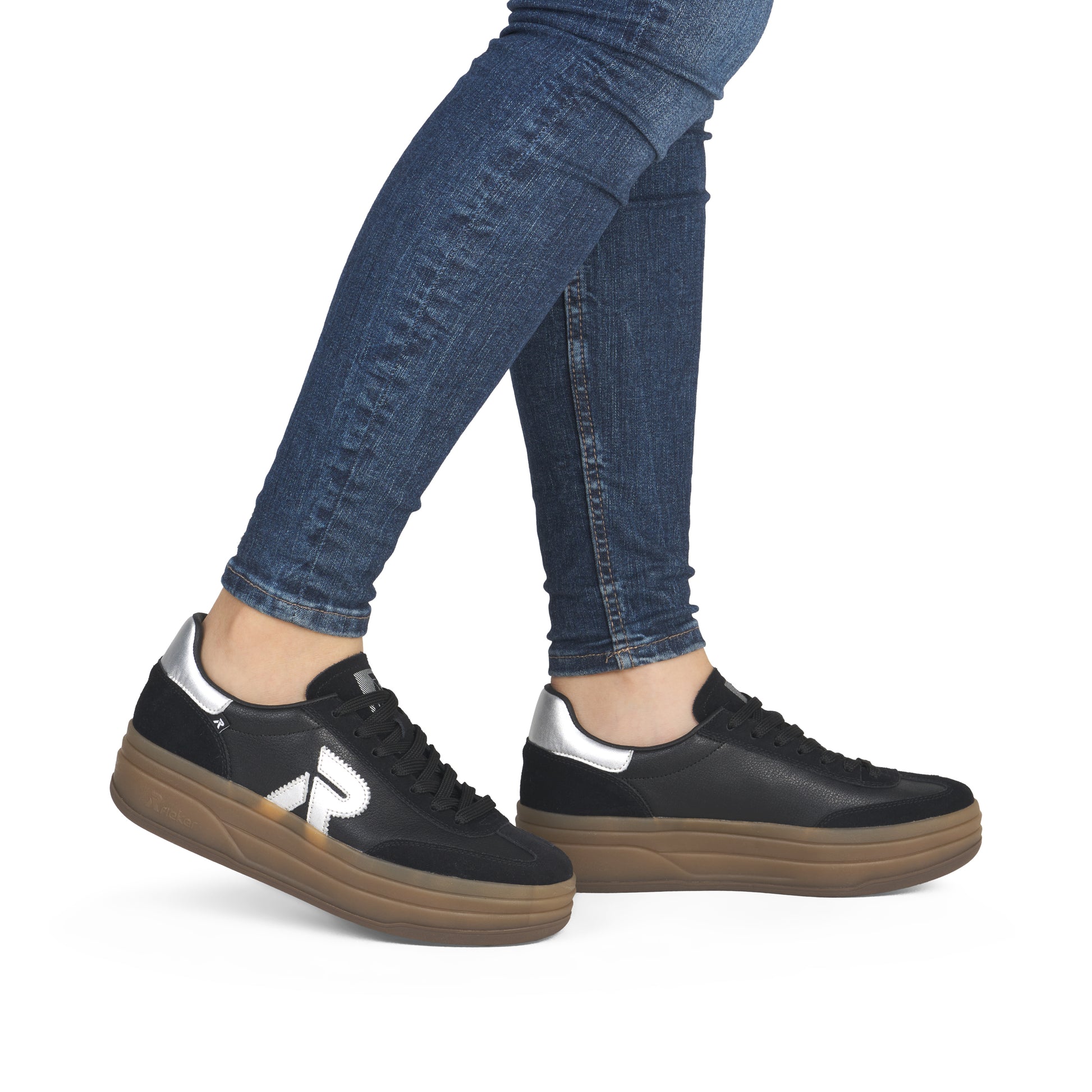 Black Elasticated Shoes for Women | Rieker W3700-00