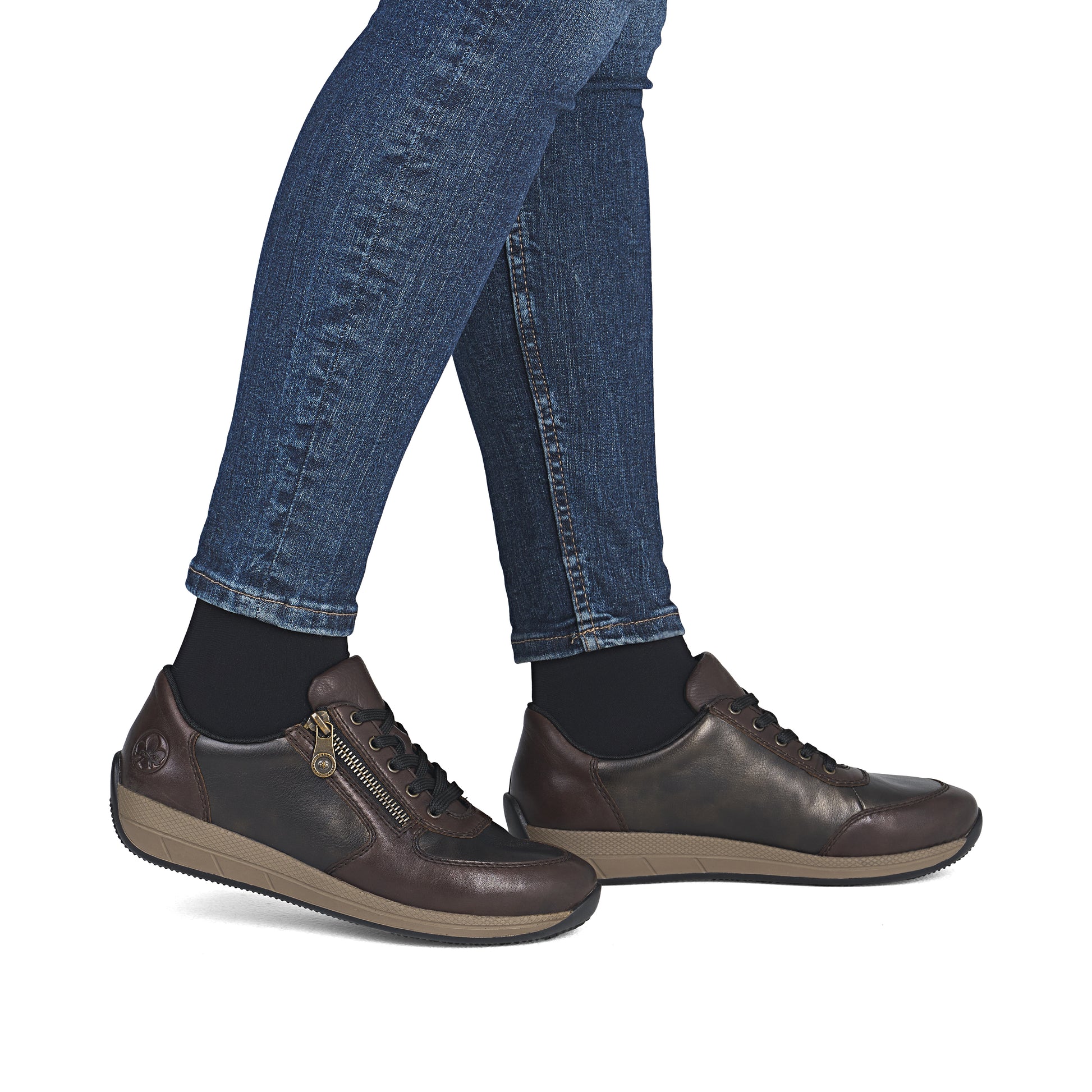 Brown Zip Shoes for Women | Rieker N1112-25