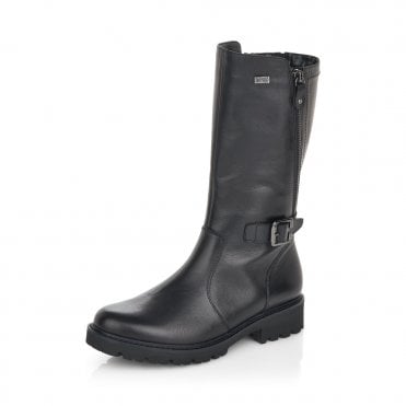 black mid high boots