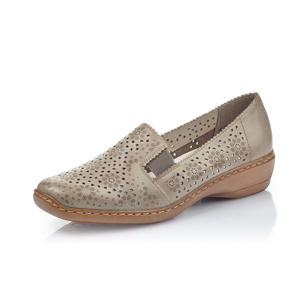 Rieker 413Q5-62 Ladies Beige Slip On Shoes - Rieker Ladies from Rieker UK